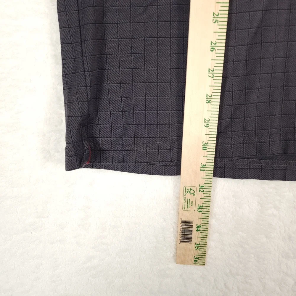 Payne Stewart Polo Shirt Mens Medium Dark Gray Legacy Grid Check Long Sleeve - Picture 7 of 9